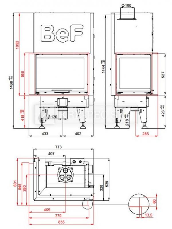 BeF Aquatic WH V 80 CL kvalitná, dizajnová teplovodná krbová vložka s výsuvnými dvierkami krb-pec