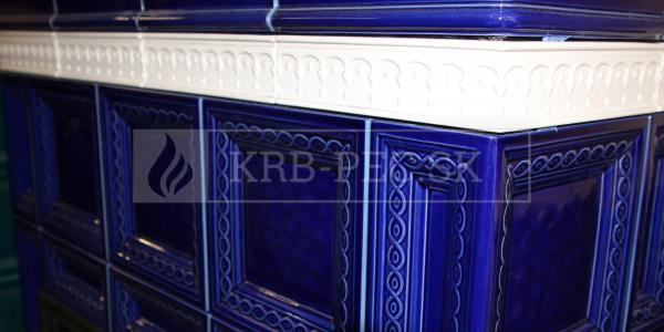 Hein BARACCA OU cisárska modrá keramické kachle s kvalitnou krbovou vložkou krb-pec