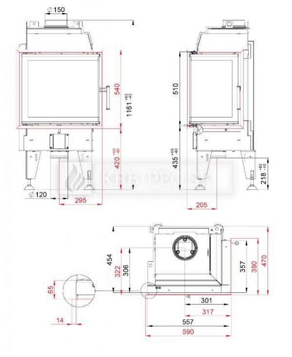 BeF Therm 6 CP kvalitná, dizajnová, moderná krbová vložka s otváraním do boku krb-pec