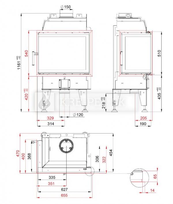 BeF Therm 7 CL kvalitná, dizajnová, moderná krbová vložka s otváraním do boku krb-pec