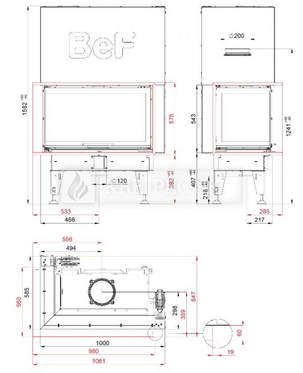 BeF Therm V 10 CL dizajnová krbová vložka s výsuvnými dvierkami krb-pec
