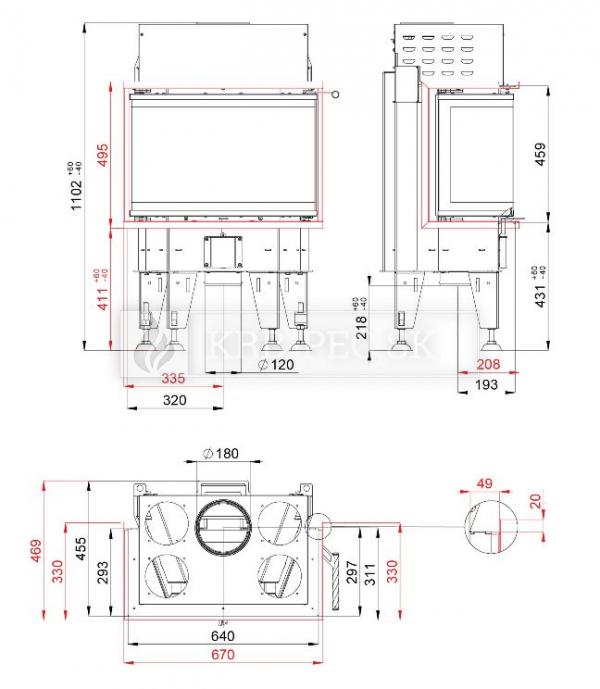 BeF Therm 6 C dizajnová, luxusná krbová vložka s otváraním do boku krb-pec