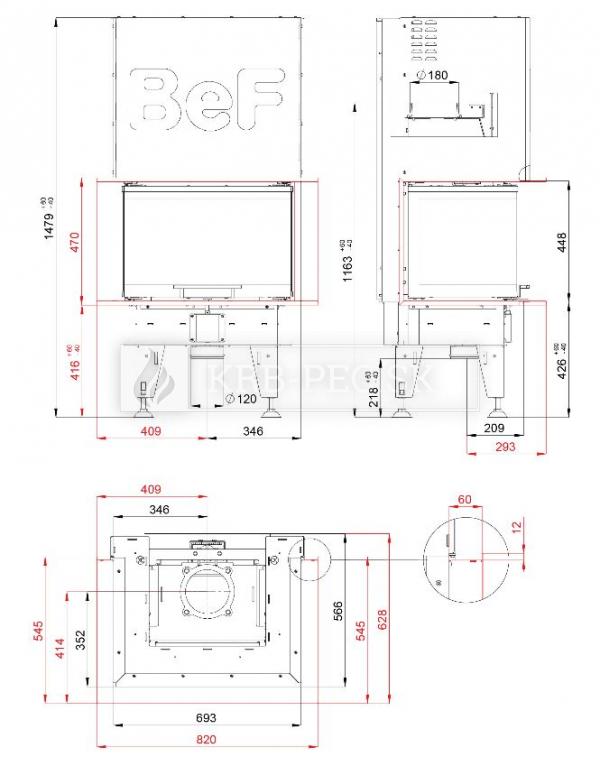 BeF Therm V 6 C dizajnová, luxusná krbová vložka s výsuvnými dvierkami krb-pec