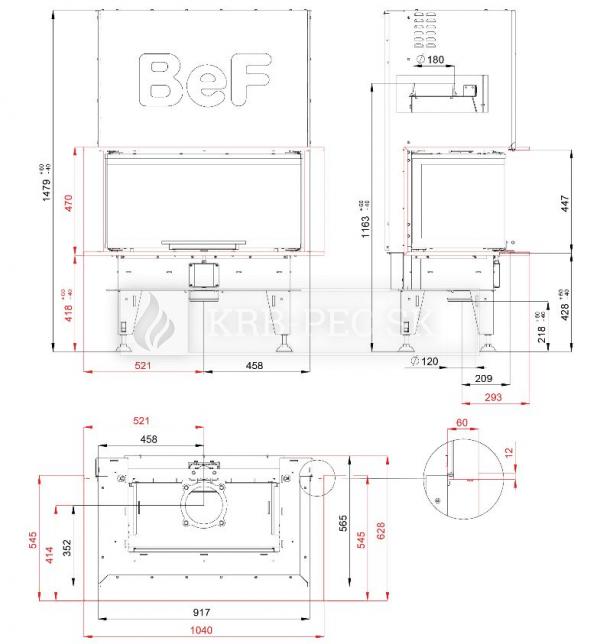 BeF Therm V 8 C dizajnová, luxusná krbová vložka s výsuvnými dvierkami krb-pec