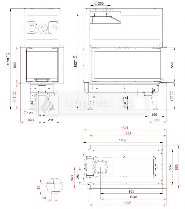 BeF Therm V 10 U dizajnová, luxusná krbová vložka s výsuvnými dvierkami krb-pec