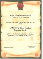 Cech kachliarov Slovenska - Certifikát č. 009/08 AZ DESIGN - Tibor Chudoba krb-pec