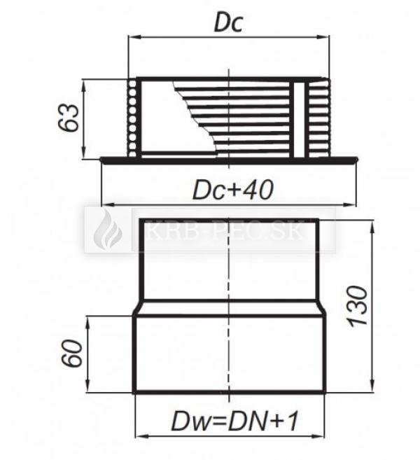 Redukcia s tesniacim povrazcom DN130/DC200