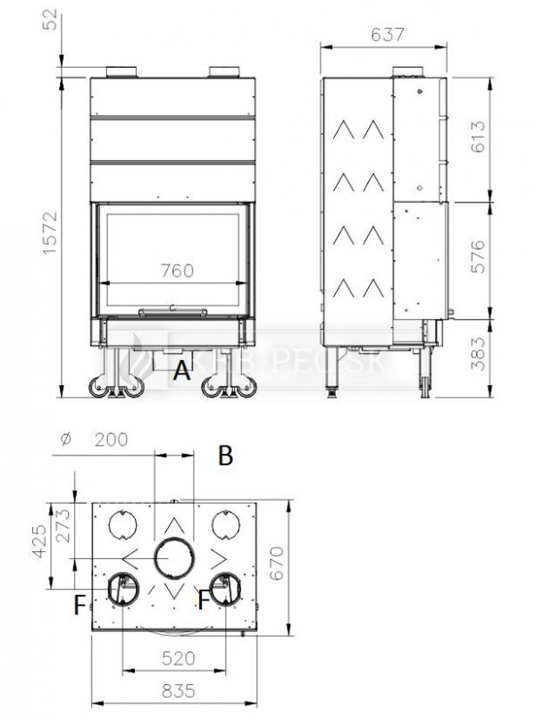 La Nordica Monoblocco 750 liatinová krbová vložka krb-pec