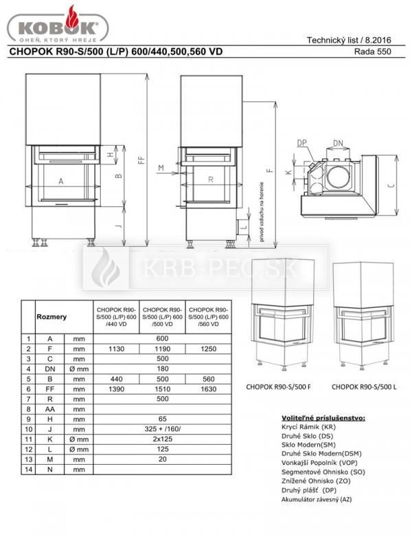 CHOPOK R90 S/500 L/P VD 600/440,500,560