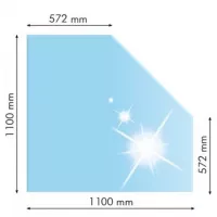 Sklo pod kachle skosený roh 110x110 cm