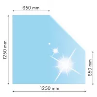 Sklo pod kachle skosený roh 125x125 cm