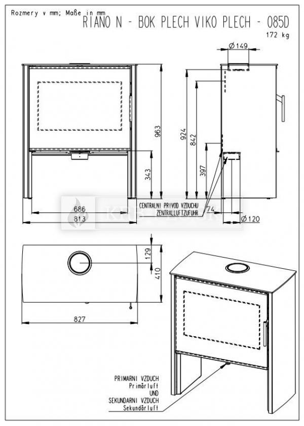 Romotop RIANO N 01 bok plech, veko plech