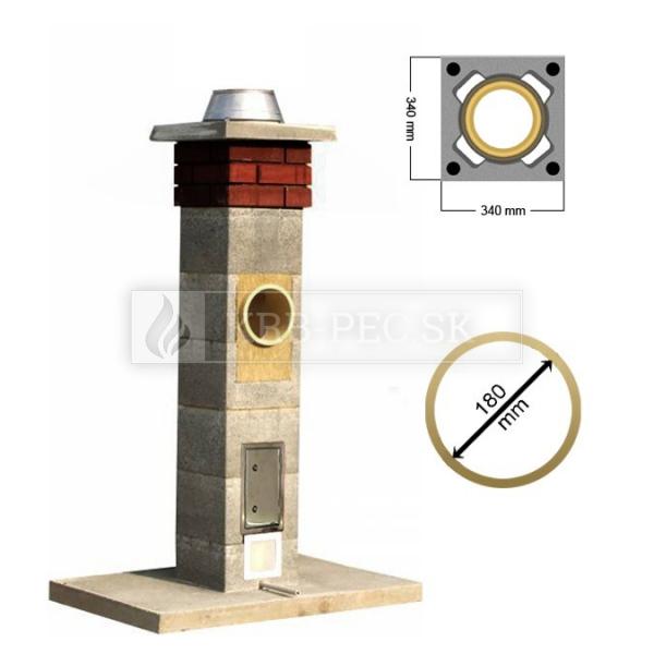Stadreko - Jednoprieduchový komínový systém z prefabrikovaných tvárnic s vatou Ø 180 krb-pec