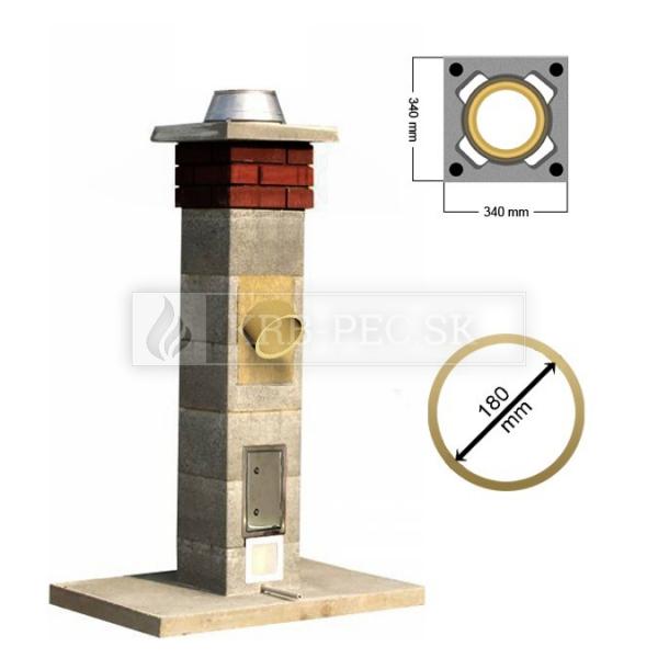 Stadreko - Jednoprieduchový komínový systém z prefabrikovaných tvárnic s vatou Ø 180 krb-pec