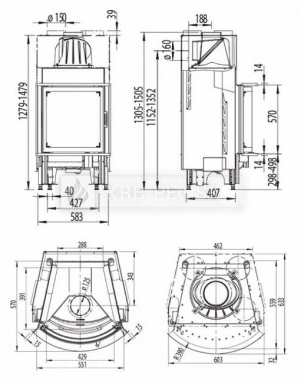 Austroflamm KV 55x57 K oblé