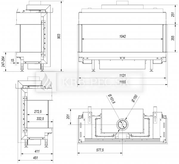 Kratki Leo 100 plynová krbová vložka s trojstranným presklením krb-pec