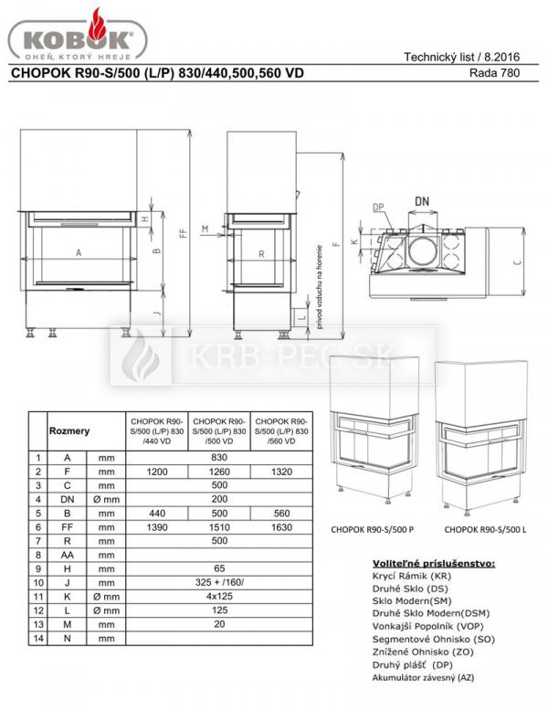 CHOPOK R90 S/500 L/P VD 830/500
