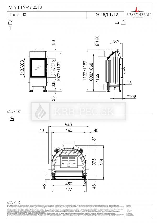 Spartherm Mini R1V 57 rovná kozubová vložka krb-pec