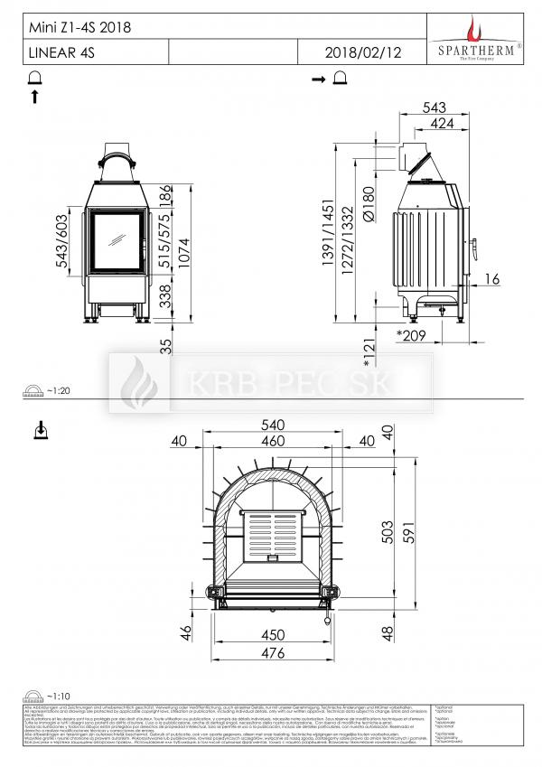 Spartherm Mini Z1 10kW 51 rovná kozubová vložka krb-pec
