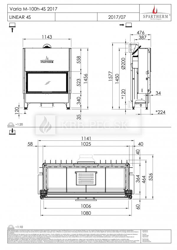 Spartherm Varia M100 rovná kozubová vložka krb-pec