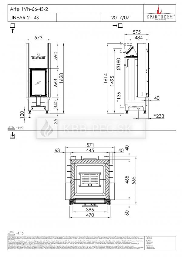 Spartherm Arte 1Vh 66 rovná kozubová vložka krb-pec