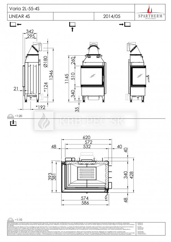 Spartherm Varia 2 L/R 55 rohová kozubová vložka  krb-pec