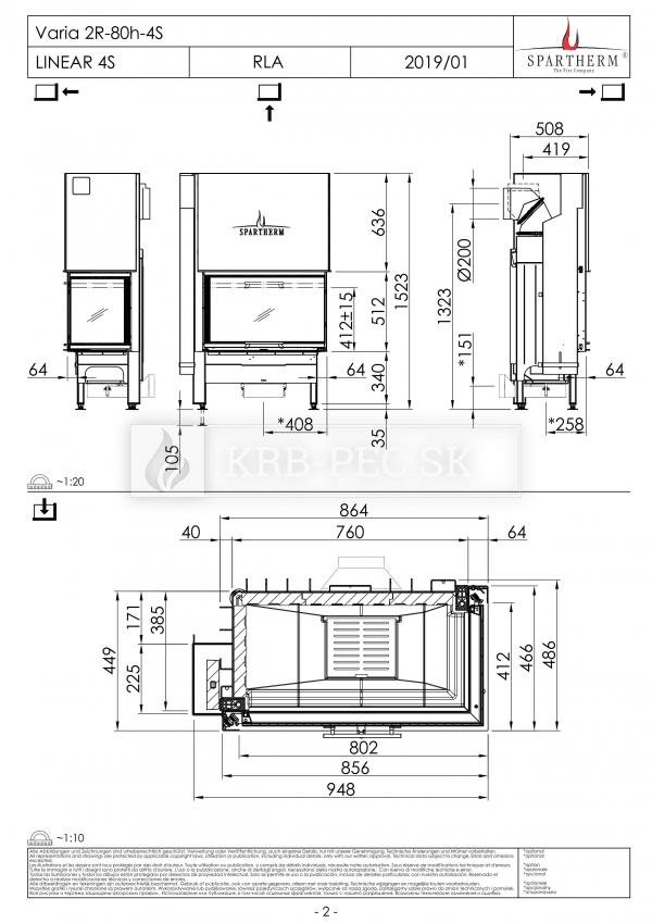 Spartherm Varia 2 L/R 80h rohová kozubová vložka krb-pec