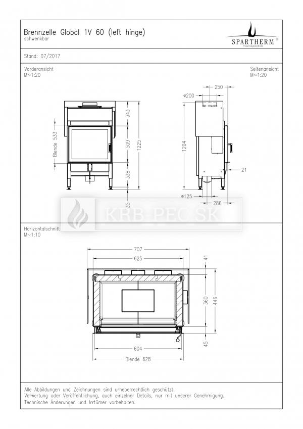 Spartherm Global 1V 60 rovná kozubová vložka krb-pec
