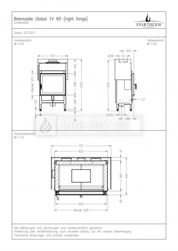 Spartherm Global 1V 60 rovná kozubová vložka krb-pec