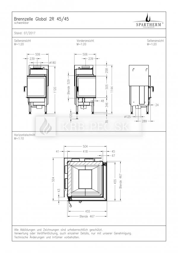 Spartherm Global 2 L/R 45/45 rohová kozubová vložka  krb-pec