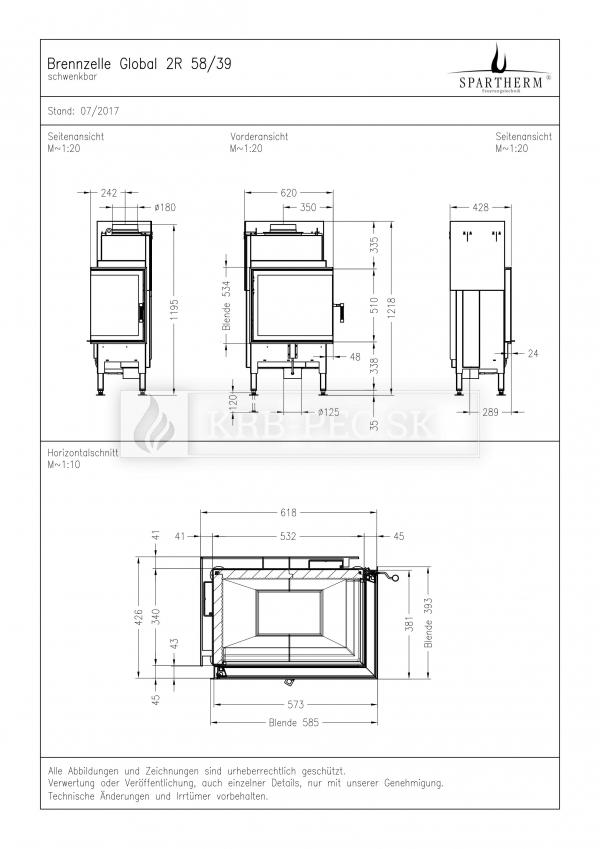 Spartherm Global 2 L/R 39/58 rohová kozubová vložka  krb-pec