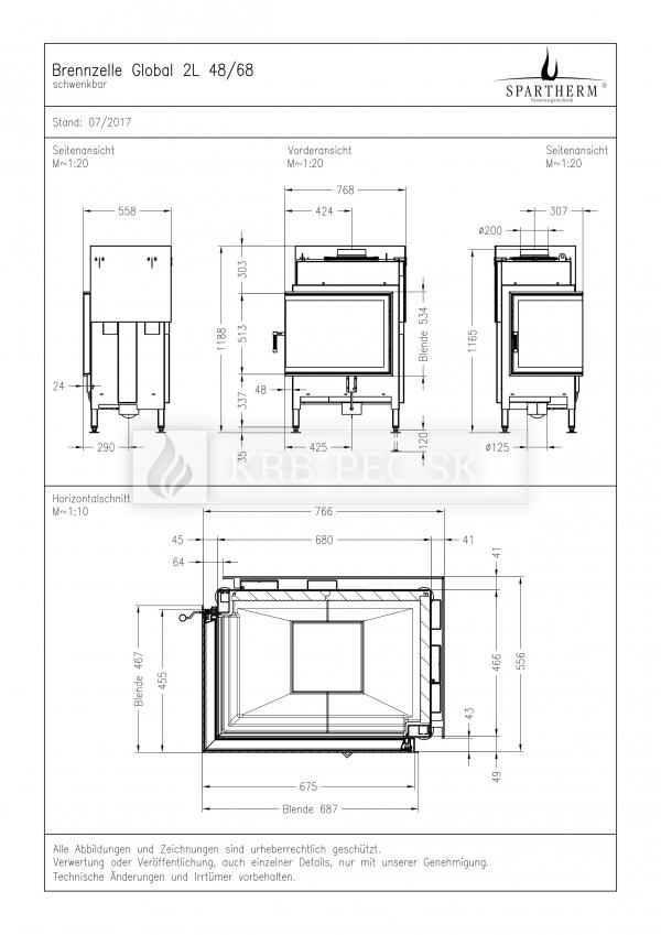 Spartherm Global 2 L/R 48/68 rohová kozubová vložka  krb-pec