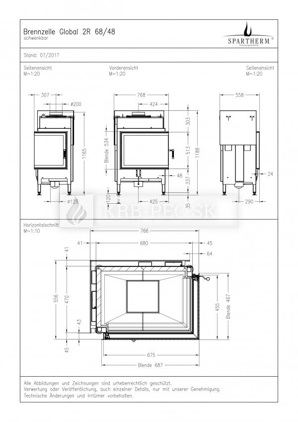 Spartherm Global 2 L/R 48/68 rohová kozubová vložka  krb-pec