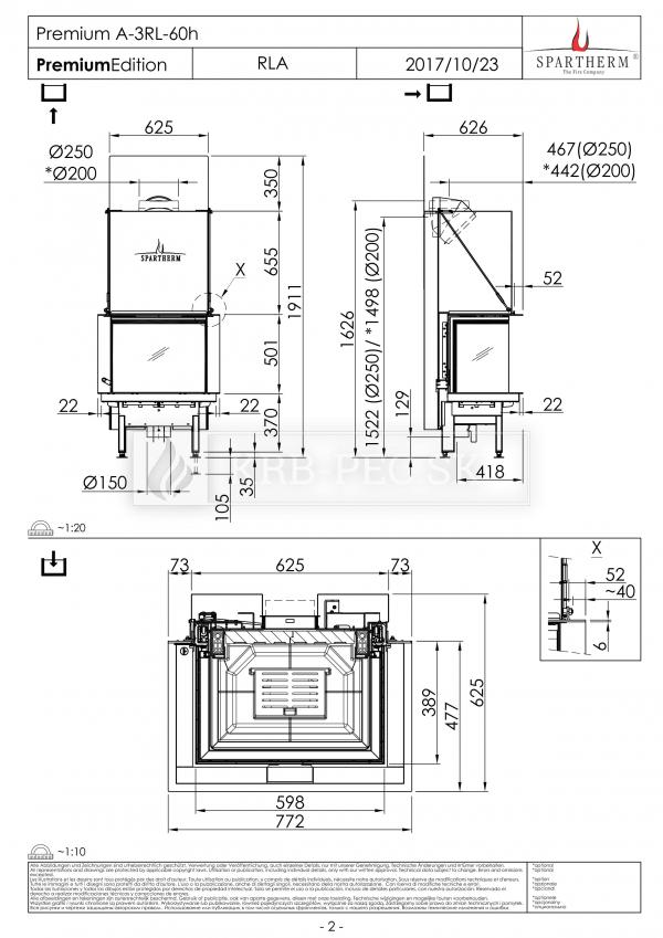 Spartherm Premium A 3RL 60h trojstranná kozubová vložka s výsuvnými dvierkami krb-pec