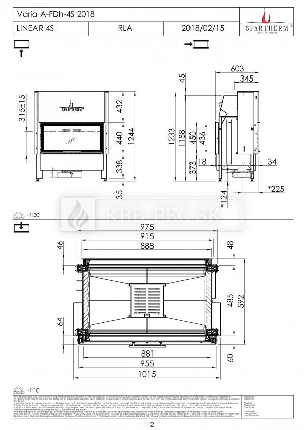 Spartherm Varia A FDh obojstranná kozubová vložka s výsuvnými dvierkami krb-pec