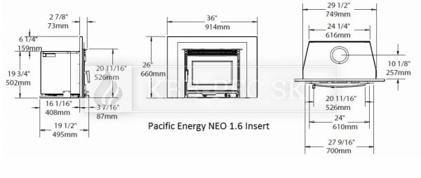 Pacific Energy Neo 1.6 Insert kanadská oceľová krbová vložka krb-pec