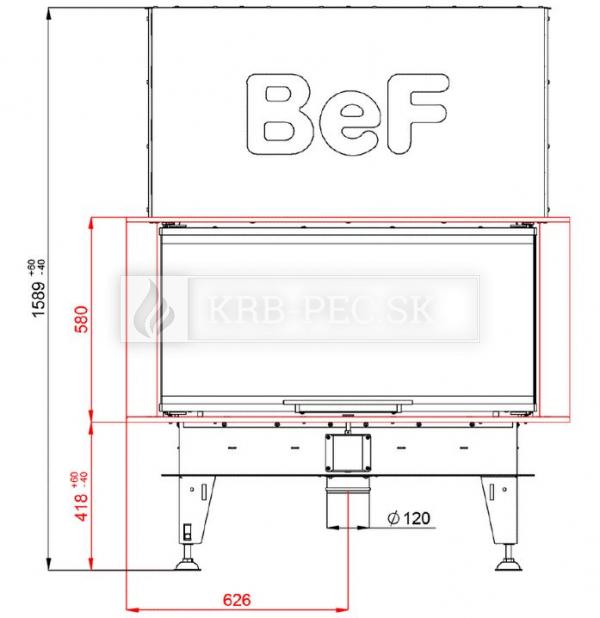 BeF Royal V 10 C teplovzdušná krbová vložka trojstranná s výsuvnými dvierkami krb-pec