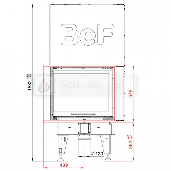 BeF Royal V 7 CL teplovzdušná krbová vložka rohová ľavá s výsuvnými dvierkami krb-pec