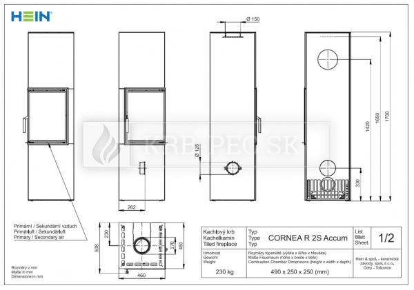 : Hein Cornea R 2S Accum keramické krbové kachle krb-pec