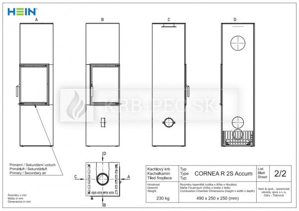 : Hein Cornea R 2S Accum keramické krbové kachle krb-pec