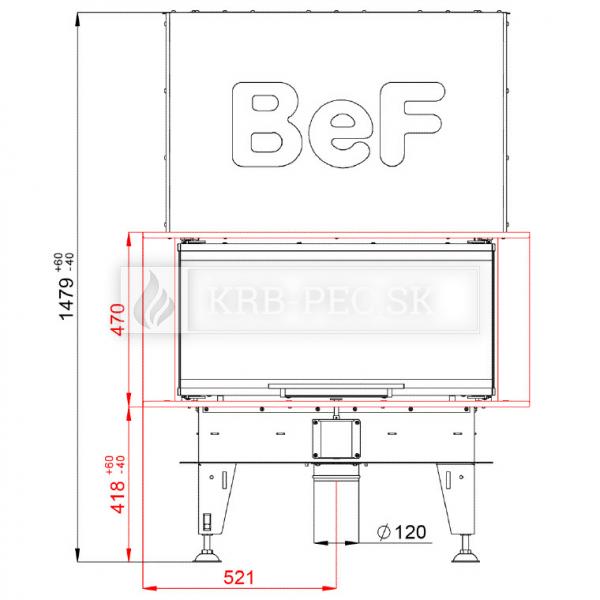 BeF Royal V 8 C teplovzdušná krbová vložka trojstranná s výsuvnými dvierkami krb-pec