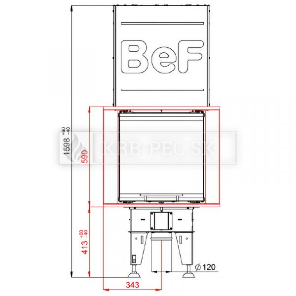 BeF Royal V 8 U teplovzdušná krbová vložka trojstranná s výsuvnými dvierkami krb-pec