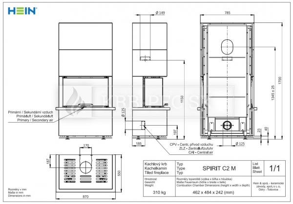 Hein Spirit C2 M panoramatický krb krb-pec