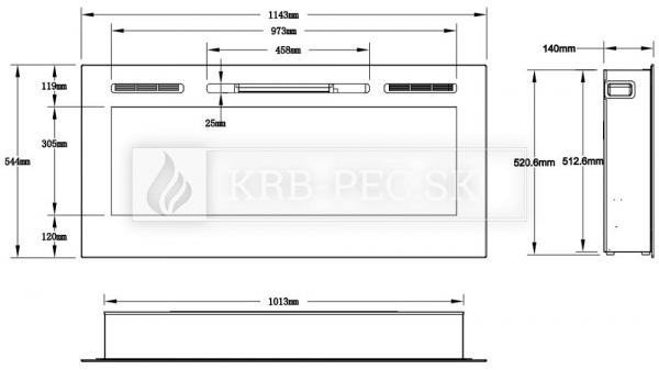 Aflamo Majestic 45 moderný elektrický krb s 3D efektom plameňa biely krb-pec
