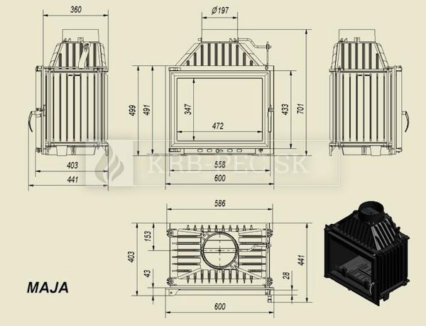 Kratki Maja Glass krbová vložka s dvojitým sklom krb-pec