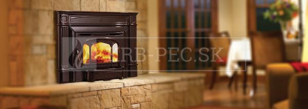 Hampton HI205 liatinová rovná krbová vložka s dvojkomorovým spaľovaním smaltovaná hnedá krb-pec