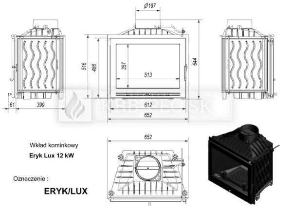 Kratki Eryk LUX krbová vložka krb-pec