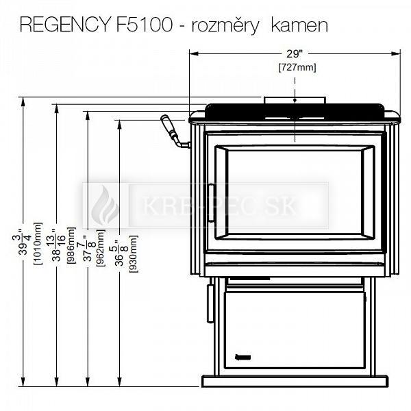 Regency F5100B kanadské liatinové krbové kachle s dvojstupňovým hybridným katalytickým spaľovaním krb-pec