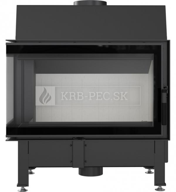 Kratki Zibi BS DECO L rohová oceľová krbová vložka s akumulačnou spaľovacou komorou ľavé dekoratívne sklo krb-pec