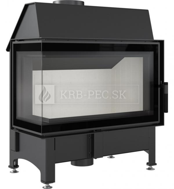 Kratki Zibi BS DECO L rohová oceľová krbová vložka s akumulačnou spaľovacou komorou ľavé dekoratívne sklo krb-pec